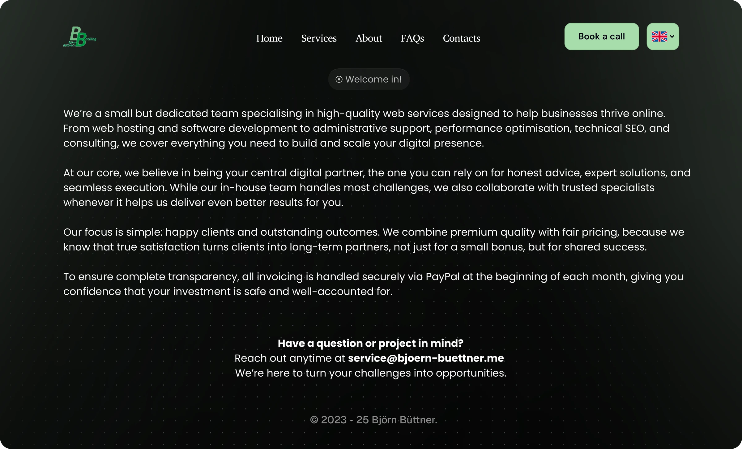 BB's Backing dark mode about page